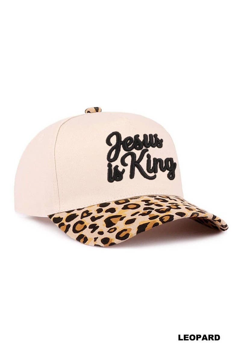 Jesus is King Two Tone Leopard print Cotton Cap